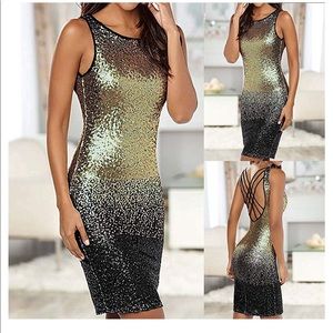 Venus Gold & Black Ombré Sequin Dress
